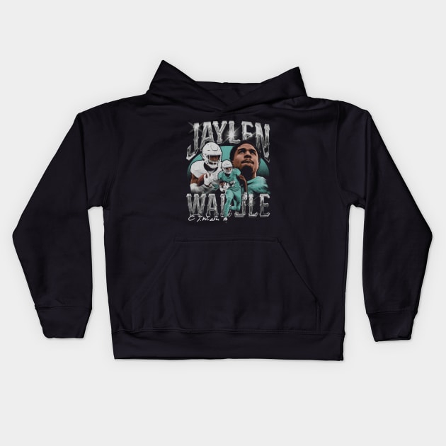 Jaylen Waddle Miami Vintage Kids Hoodie by ClarityMacaws